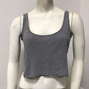 Black and white striped crop tank